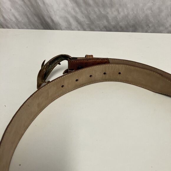 New Belt Master Genuine Leather Men’s Belt added Brass Dolphin Closing Piece 31 - Picture 9 of 16